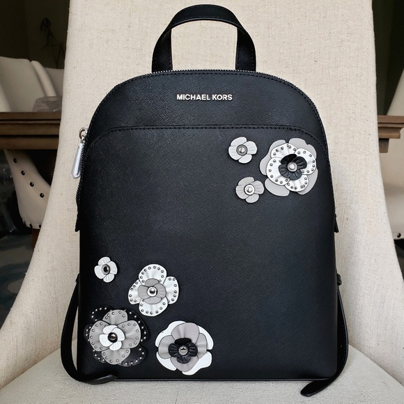Michael Kors Handbags - NWT Michael Kors LG Emmy floral backpack bag Black